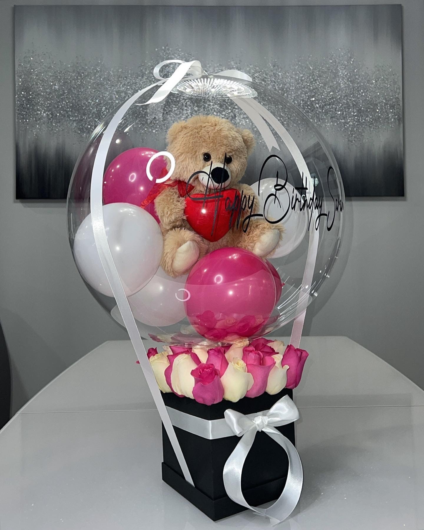 Stuffed Teddy Bear Bobo - With Roses - boboballoons